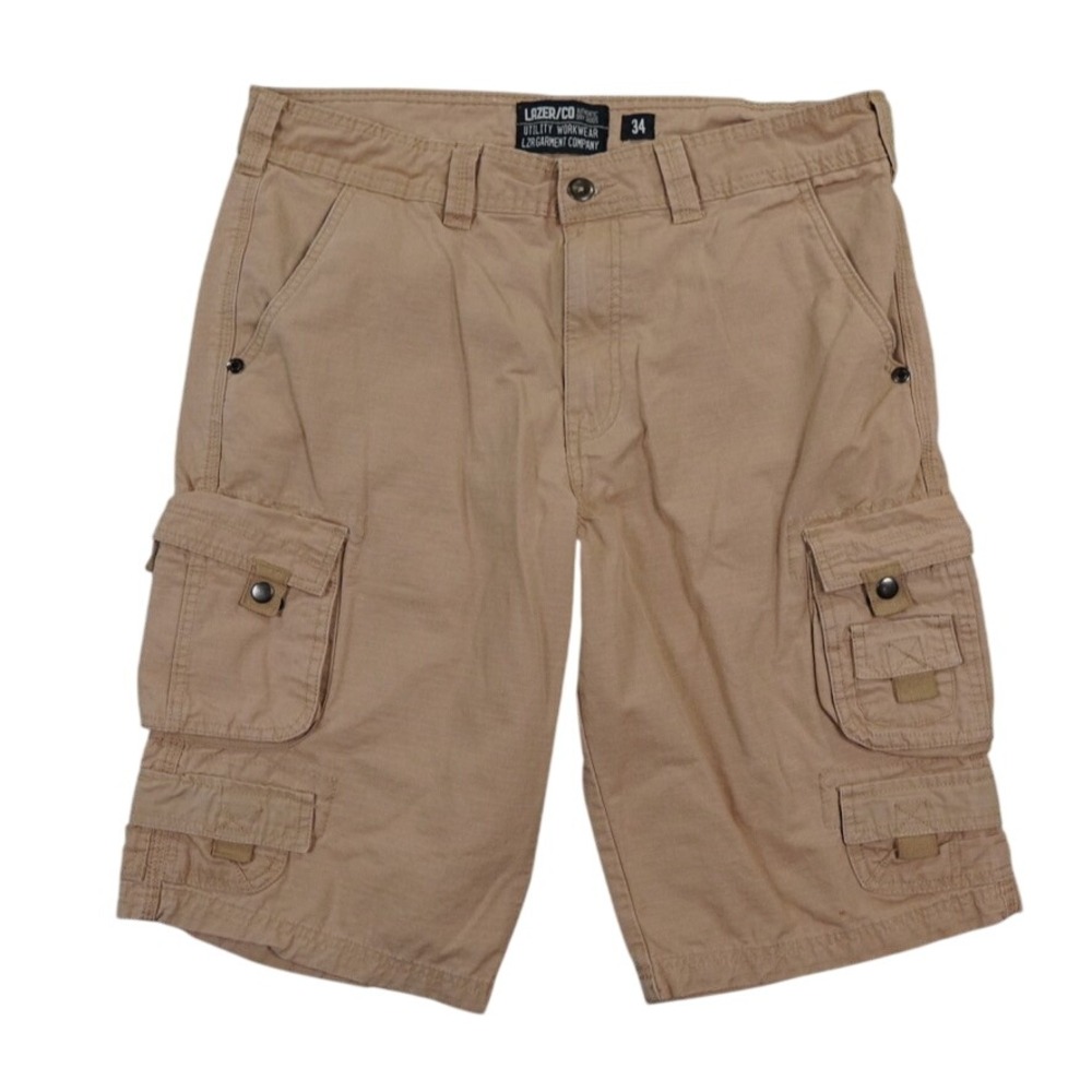 Lazer/Co Cargo Shorts Mens 34 Tan Utility Workwear Ripstop Multi Pocket Outdoor